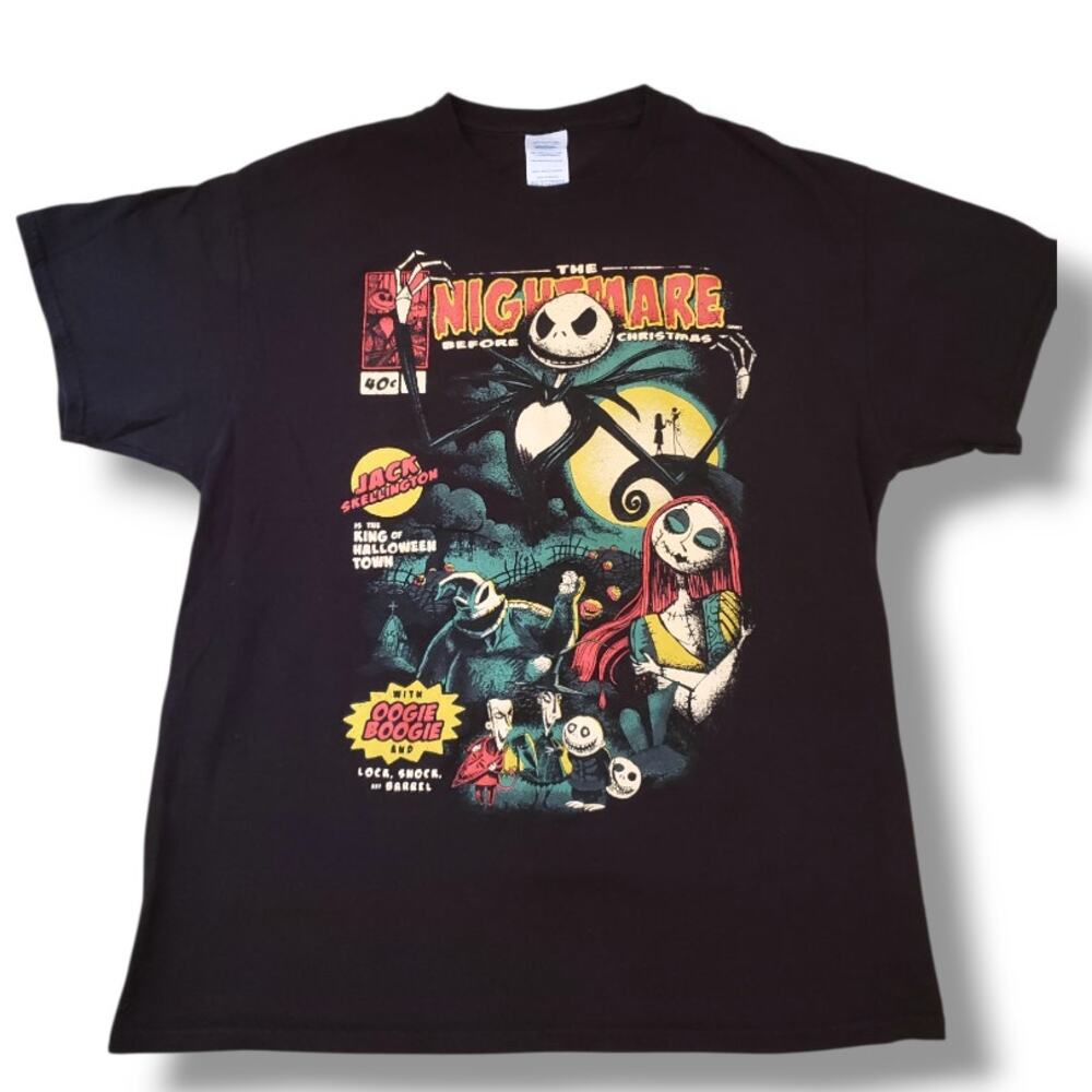 Nightmare Before Christmas Shirt Mens Large Black Comic Book Tee